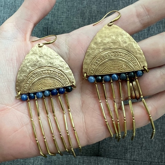 Handmade art deco fringe earrings - Picture 3 of 5
